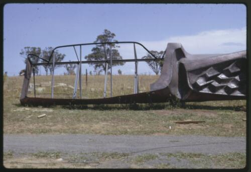 Preparing the Tom Bass lintel sculpture for transportation to the National Library of Australia, Minto, New South Wales, July 1968, 3 [transparency] / Kevin Goodridge