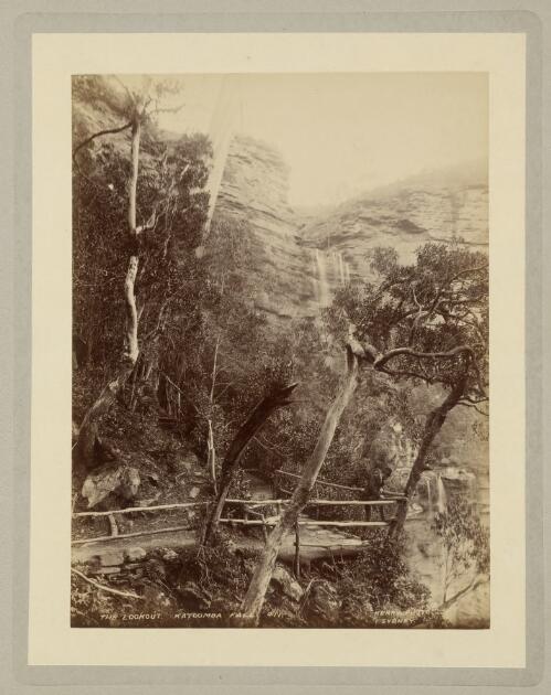 A man standing at the lookout at Katoomba Falls, Blue Mountains, New South Wales, ca. 1895 [picture] / Kerry & Co