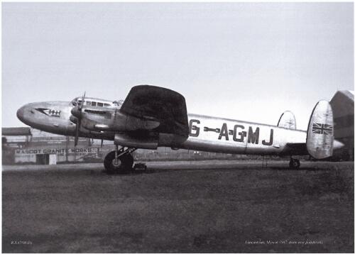 BOAC Avro 691 Lancastrian passenger transport G-AGML on tarmac at Mascot Airport, Sydney, 1947 [picture] / Russell Smith