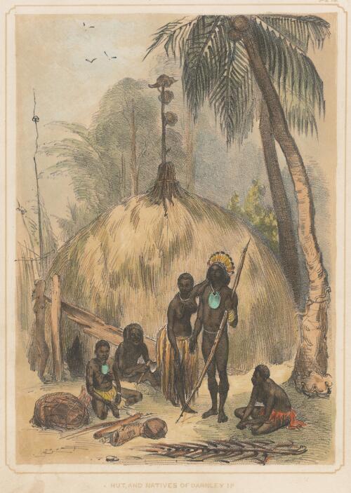 Huts and islanders of Darnley Island, Torres Strait, 1849 [picture]