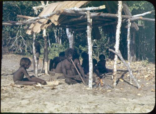 Aboriginal Australians at their camp, Yirrkala, Northern Territory, 30 August 1948, 1 [transparency] / Robert Miller