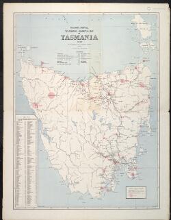 Railway, postal, telegraph and rainfall map of Tasmania 1889 ...