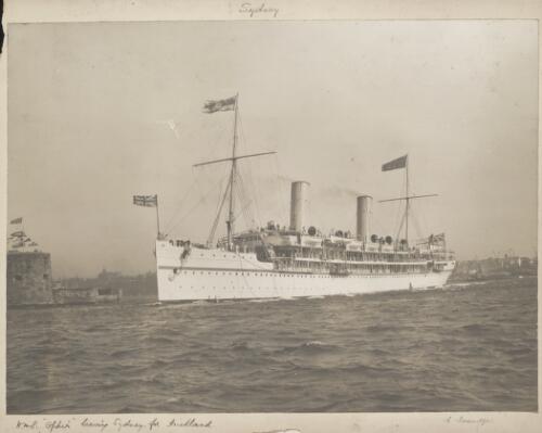 H.M.S. Ophir leaving Sydney for Auckland, 6 June 1901 [picture]