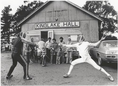 Fencing display at a local festival at Kinglake, Victoria, 1969 [picture] / Bruce Postle