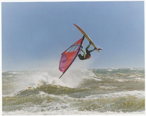Windsurfer attempting a somersault at Port Phillip Bay, Victoria, January 1995 [picture] / Bruce Postle
