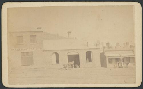 Perambulator factory and house with family outside, South Australia [?], ca. 1880s [picture]