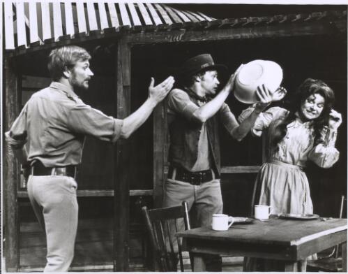 John Bell as Petruchio, Drew Forsythe as Grumio and Carol Macready as Katherina in The taming of the shrew, 1972, directed by Robin Lovejoy [picture]