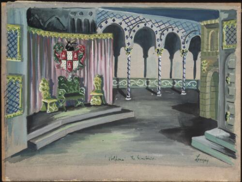 Watercolour set design of 'The Sentineo' for Ben Jonson's Volpone, 1952 [picture] / Lovejoy