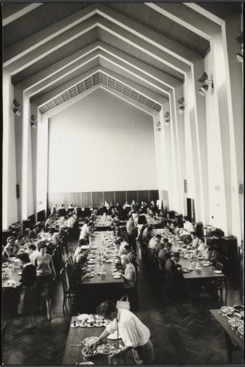 Dining room at University House, Australian National University, Canberra, ca. 1964 [picture] / Jeff Carter