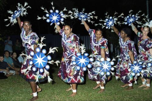 Torres Strait Island women performing a dance as part of the Arpaka Dance Group, Thursday Island, Queensland, 2008 [picture] / Charles J. Page