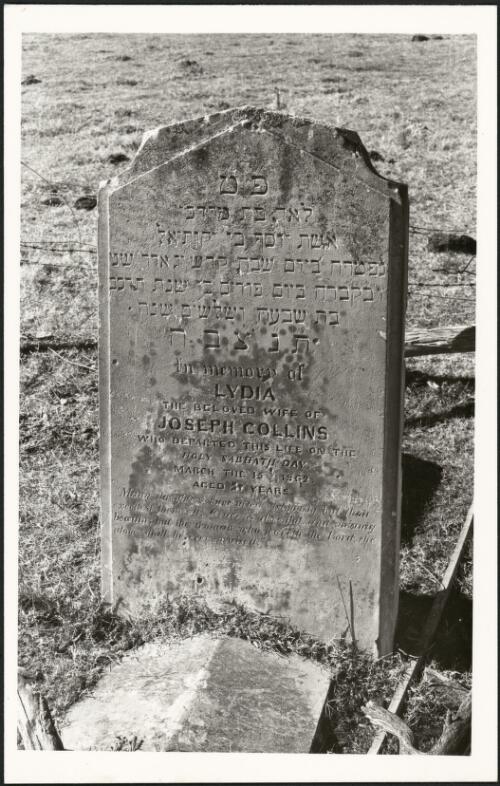 Headstone of Lydia Collins at a Jewish cemetery near Governor's Hill, Goulburn, New South Wales, ca. 1968 [picture]
