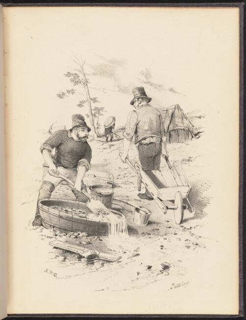 Gold miners puddling / Samuel Thomas Gill ; lithographed and published by Macartney & Galbraith