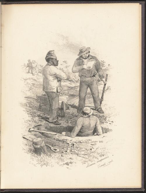 Diggers licence inspected, Forest Creek, Victoria / Samuel Thomas Gill ; lithographed and published by Macartney & Galbraith