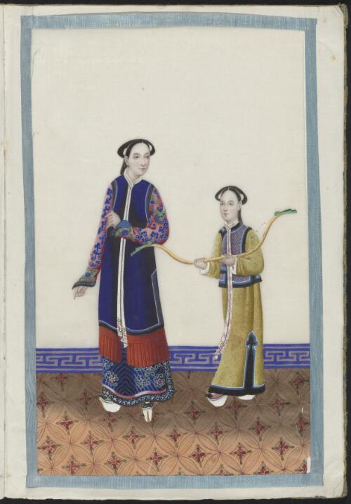 [Qing dai gong ting ren wu sheng huo hua ji. Chi gong = Album of court life and court figures in Qing dynasty China. Holding bow]