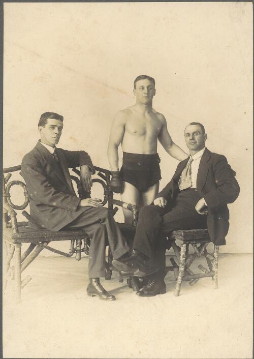 [Herb McCoy, trainer Sam Gray (right) and Healey Jenkins, time keeper at Rushcutters Bay] [picture] / Kerry & Co
