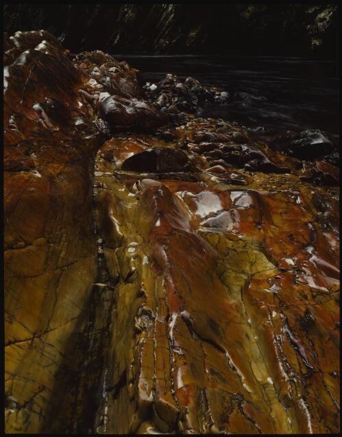 Polished quartzite above Irenabyss, Franklin River, Tasmania, 1979, 1 [transparency] / Peter Dombrovskis