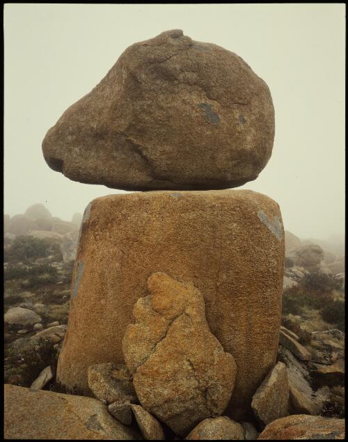 The rocking stone, south Mount Wellington, Tasmania, 1995 [transparency] / Peter Dombrovskis