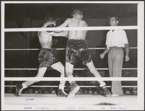 Andre Famechon and Archie Kemp during one of their boxing matches at the West Melbourne Stadium, Victoria, [2] [picture]