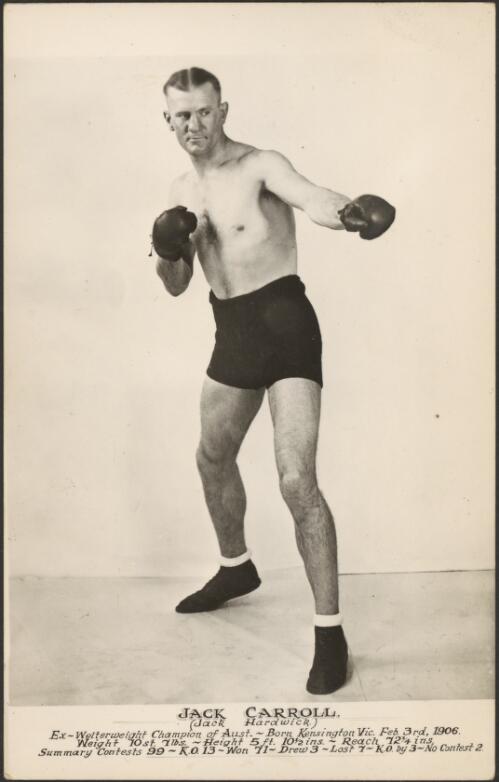 Portrait of  boxer Jack Carroll, ex-welterweight champion of Australia [picture] / Boxers and Wrestlers Photographs, Sydney