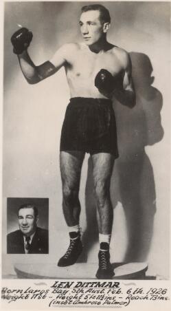 Portrait of boxer Len Dittmar (inset Ambrose Palmer) [picture].