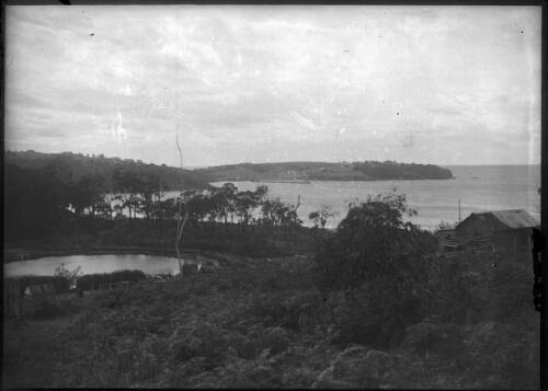 View east towards Eden and the wharf; Kiss family home on right; Cocora Beach beyond [picture]