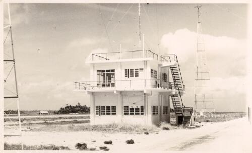 Control Tower at West Island airstrip, Cocos Islands, between 1952 and 1954 [picture] / Tom Meigan