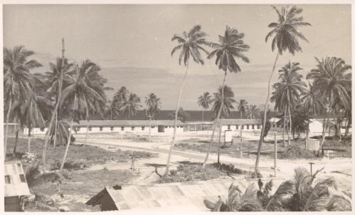 Qantas Passengers' Quarters, Dining Room and Kitchen at West Island, Cocos Islands, between 1952 and 1954 [picture] / Tom Meigan