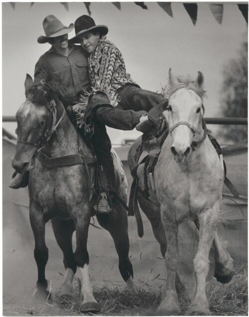 Marty Summerville picking up a rider, Tibooburra, 1995 [picture] / Jeff Carter