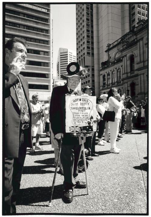 A devoted fan at Slim Dusty's state funeral service at St. Andrew's Cathedral, Sydney, 26 September, 2003 [picture] / photograph by Karl Sharp