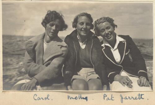 Carol Valentine, Molly Hide (both on the English women's cricket team), and Pat Jarrett (the Herald writer on women's sport), 1934 [picture]