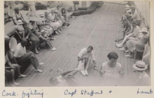View of a cock-fighting game on the S.S. Rotorua, 1935 [picture]