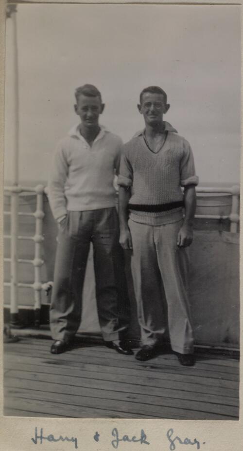 Henry and Jack Gray, passengers on board the S.S. Rotorua, 1935 [picture]