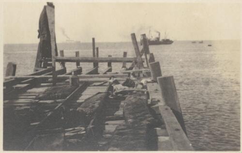 Williams Pier smashed by enemy shells [picture] / H.C.G. Macindoe