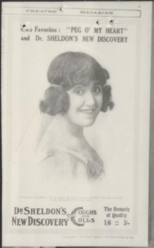 [Proof for Theatre magazine showing Sara Allgood from Peg o' my heart, ca. 1916] [picture]