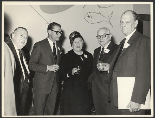 Harald Bowden [?], Harry Strachan, Effie Bowden [?], Frank [Tait] and Ken Campbell, [195-?] [picture] / Camera Press Services