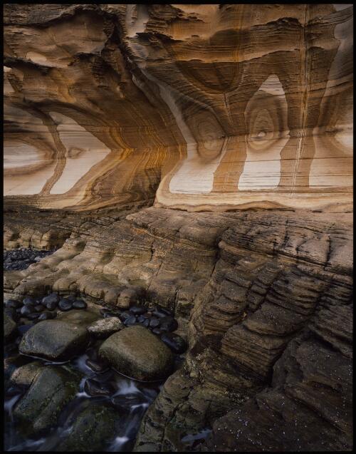 Painted cliffs, Maria Island, Tasmania, 1991, 1 [transparency] / Peter Dombrovskis