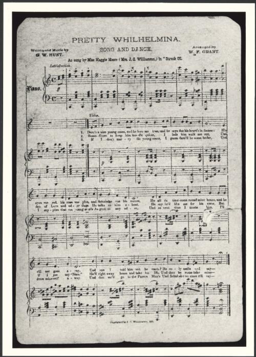 [Music score of Pretty Whilhelmina, from the J.C. Williamson 1874 production of Struck oil.] [picture]