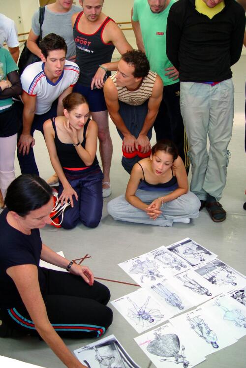 Meryl Tankard and dancers of The Australian Ballet discussing costume designs for Wild Swans [picture] / Regis Lansac
