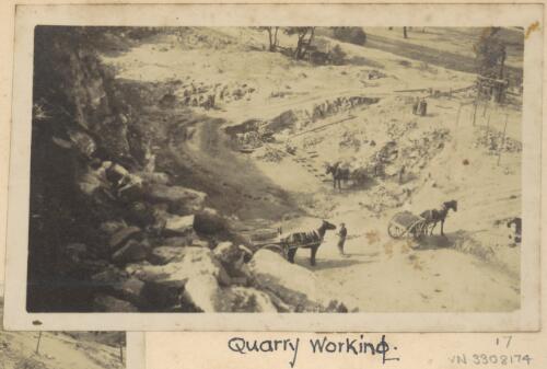 Quarry working, [quarrying metal for building silos, Narrandera, New South Wales, 1922] [picture]