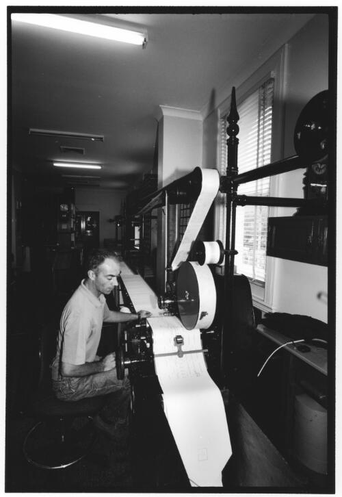 [Piano roll recording machine, 1], Mastertouch piano roll company, Stanmore, New South Wales, March 2002 [picture] / John Immig