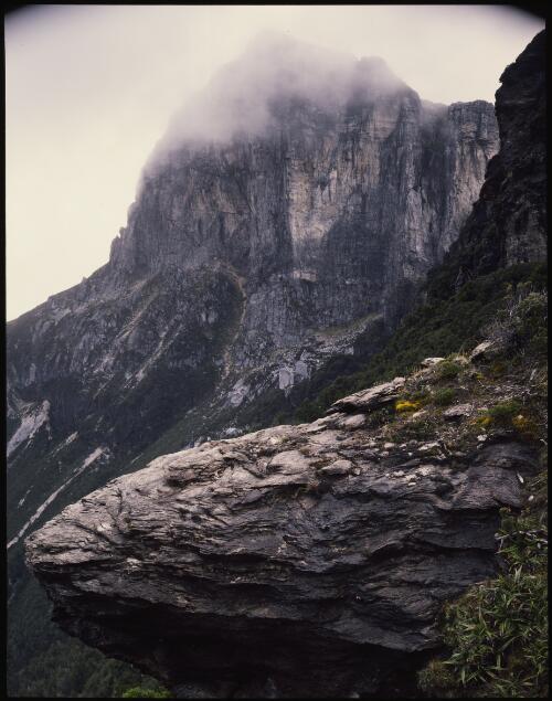 Clearing mist on Frenchmans Cap, Tasmania, 1989, 2 [transparency] / Peter Dombrovskis