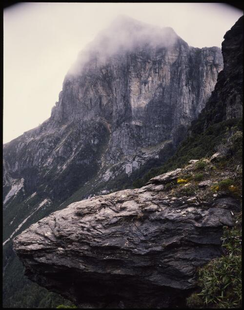 Clearing mist on Frenchmans Cap, Tasmania, 1989, 5 [transparency] / Peter Dombrovskis