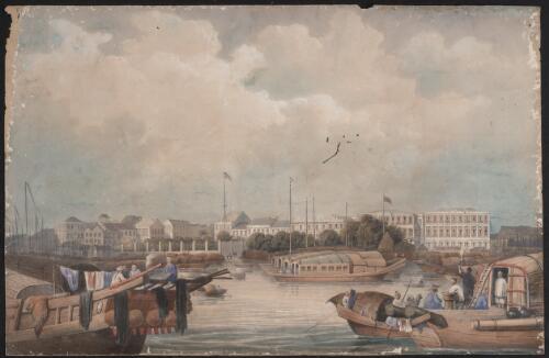 [British and foreign factories at Canton, troops landed there on 3rd April, 1847] [picture] / Lieut. Martin