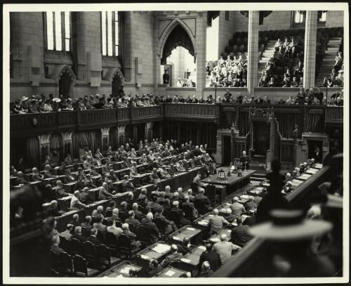 Australian Prime Minister John Curtin addressing combined session, Houses of Parliament, Ottawa, Canada, 1944 [picture]
