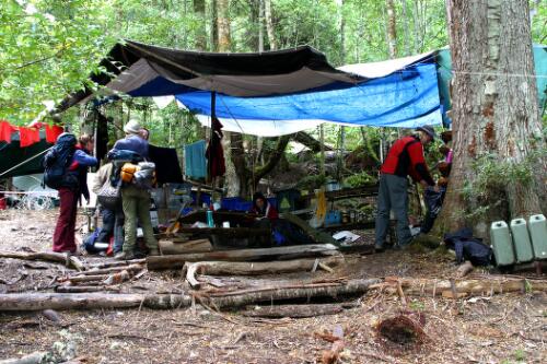 Kitchen and central area at base camp, Styx Valley, Tasmania [picture] / June Orford