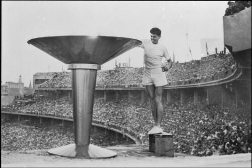 Ron Clarke lighting the cauldron, Olympic Games, Melbourne, 22 November 1956, 1 [picture]