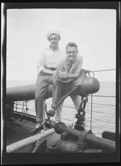 Michael Terry and Harris aboard the Miltiades ship, Indian Ocean, January 1919