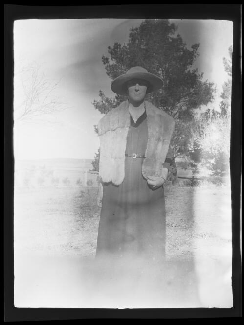 Friend of Michael Terry's wearing a hat and fur stole, New South Wales, approximately 1923/ Michael Terry