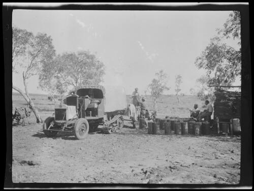 Refuelling expedition vehicles at Gordon Downs, Western Australia, approximately 1925, 3 / Michael Terry
