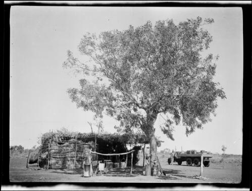 Tanami Police Camp with the expedition's Morris Commercial truck in the background, Northern Territory, 1928 / Michael Terry